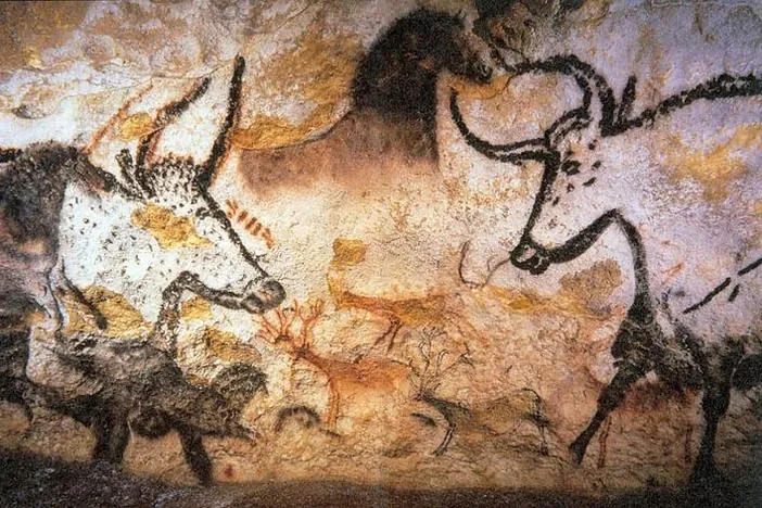 Les aurochs de la salle des Taureaux, peintures pariétales de la grotte de Lascaux